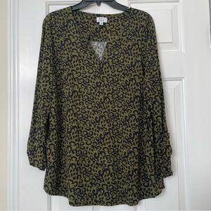 Animal print popover blouse